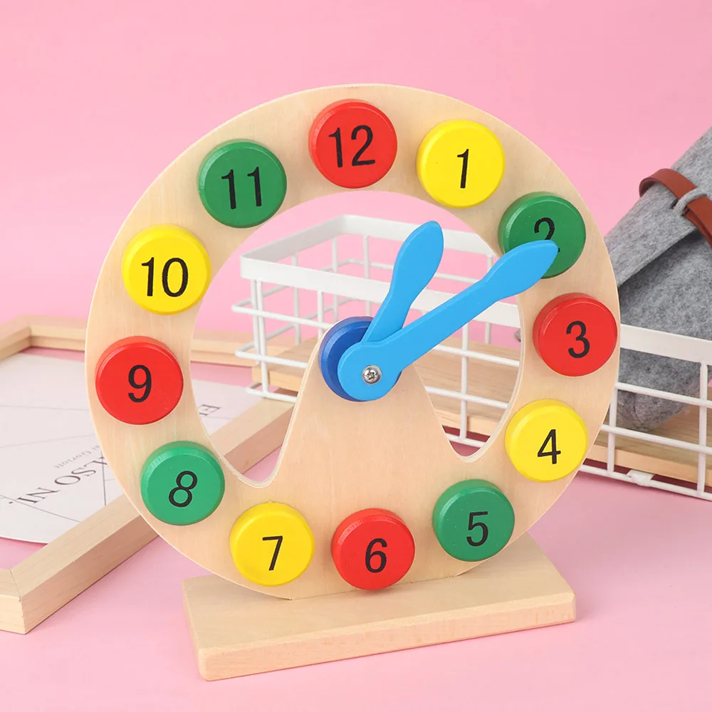 1PC Baby Funny Early Learning Wooden Toy Clock Color Clock Creative Baby Kids Wooden Education