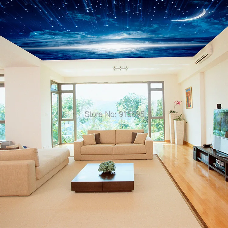 3D Star, Nebula, Night Sky Wall Painting, Ceiling Wallpaper, TV fundo