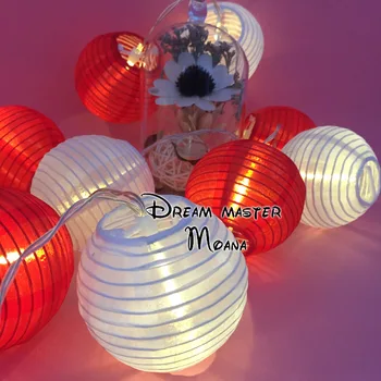 

Romantic Battery Powered Warm White Led Lantern String Light White mix Red Lantern Fairy Light for Christmas Tree Decor
