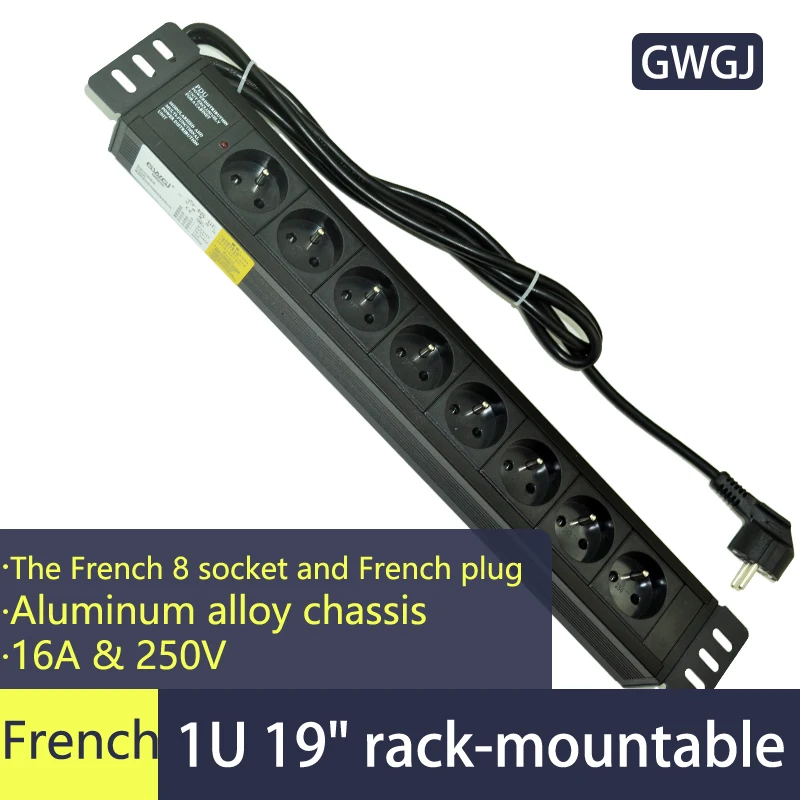 GWGJ Rackmount PDU Power Strip 1.5 u19 inches French 8 sockets Power
