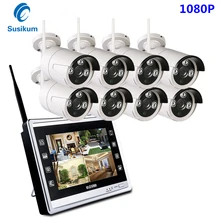 8CH наружная ИК WiFi беспроводная камера безопасности Система 2MP 1080P 12,5 дюймов lcd открытый WiFi беспроводной IP набор камеры nvr