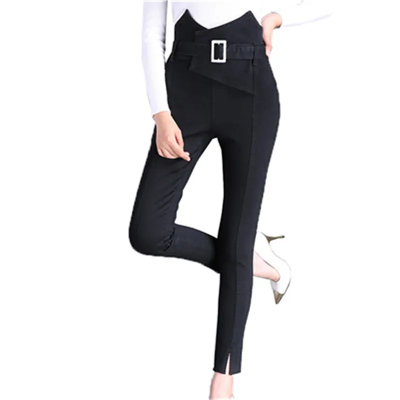 Женские облегающие джинсы весна лето Модные Повседневные однотонные брюки с высокой талией джинсовые узкие брюки облегающие Женские джинсы стрейч брюки