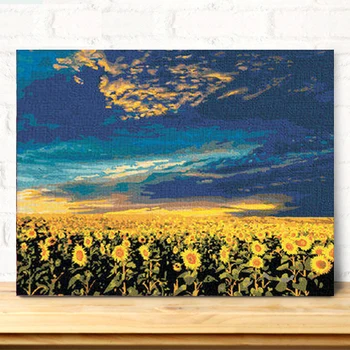 

MaHuaf-X262 Digital Oil Painting On Canvas hand painted gift set of sky sunflower 40x50 framed wall Picture Painting By Numbers