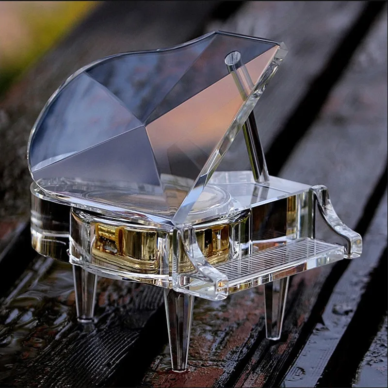 Buy Luxury Handmade Clear Crystal Piano Music Box