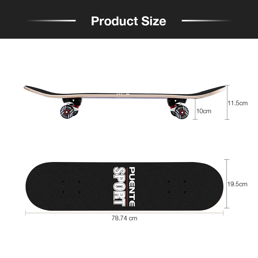 PUENTE 602 ABEC 9 четырехколесный скейтборд для взрослых двухслойная 7 слойная длинная