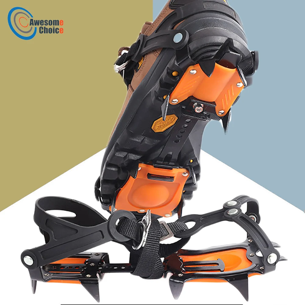 Pinça de Gelo Antiderrapantes de Alta Ajustável para Caminhadas Escalada ao ar Livre do Esqui Neve do Gelo 10 Dentes Garras Crampons Sapatos Qualidade da