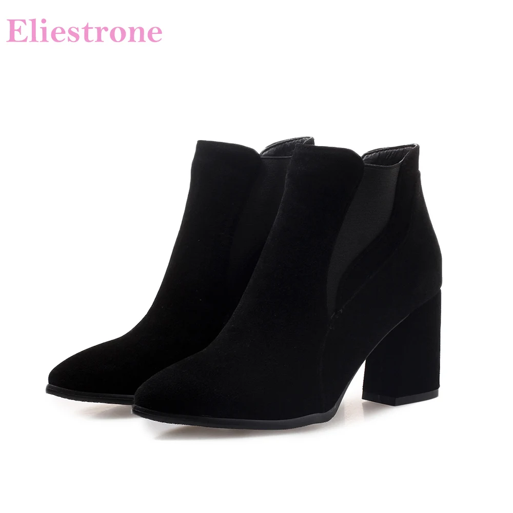 

Brand New Winter Sexy Yellow Women Ankle Riding Boots Lady Formal Shoes Chunky Heels AB228 Plus Big Small Size 10 32 45 47