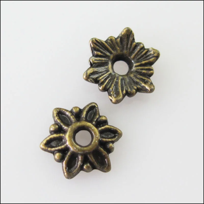 

50Pcs Antiqued Bronze Tone Tiny Flower End Bead Caps Connectors 8mm