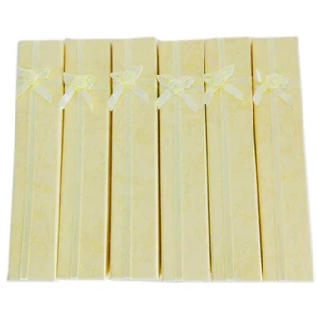 

12 x yellow Long Luxury Card Gift Boxes Watch Display Box For Pendant