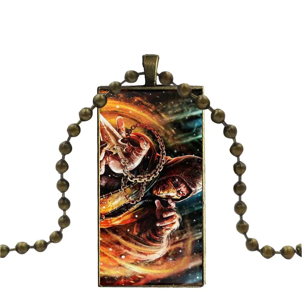 EJ glaze Scorpion Mortal Kombat ювелирное изделие с бронзовым покрытием стекло колье кабошоном