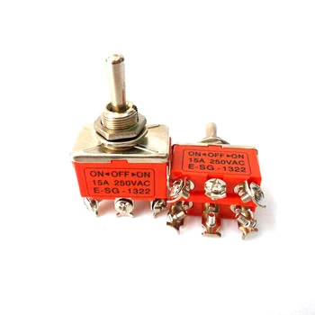 

Free Shipping Factory Supply 10 pcs a Lot KN-1322 15A 250VAC 3 Positions (ON-OFF-ON) 6P Rocker Switch