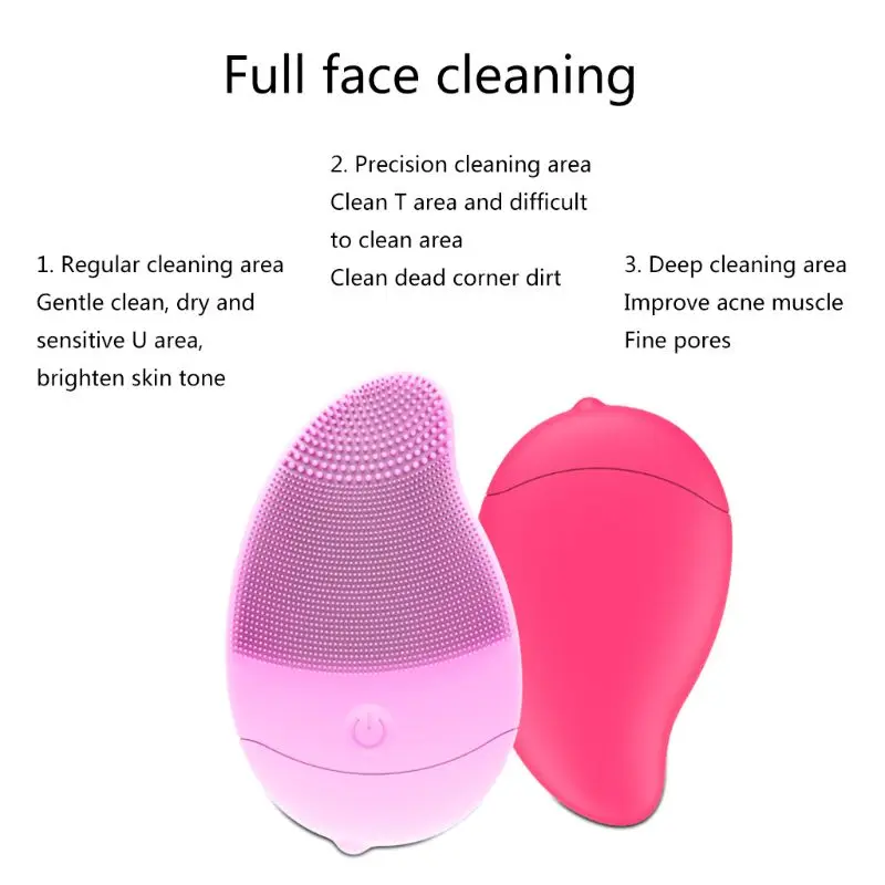 

1P Mini Mango Electric Silicone Face Cleansing Brush Disposable non-rechargeable Electric Facial Cleanser Waterproof Ultrasonic