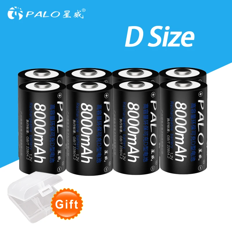 8 шт 8000mAh 1 2 v D Размер аккумуляторных батарей для вспышки света с 4 батарейных