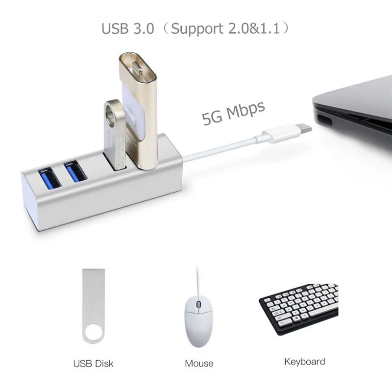 BinFul 4 порта USB 3,0 usb-хаб с Micro USB порт питания для ноутбука, периферийные устройства 5 Гбит/с высокоскоростной хаб 3,0