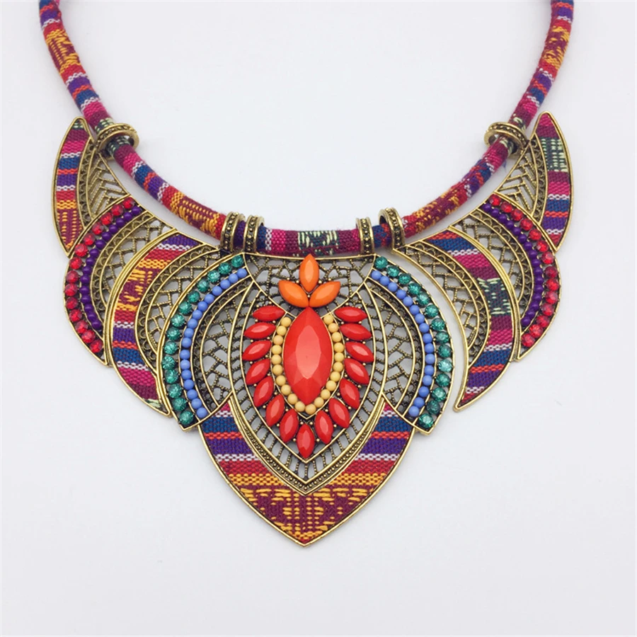 New Bohemian Ethnic Gold-plated Item Color Woven Rope Alloy Diamond Jewelry Necklace Jewelry (9)