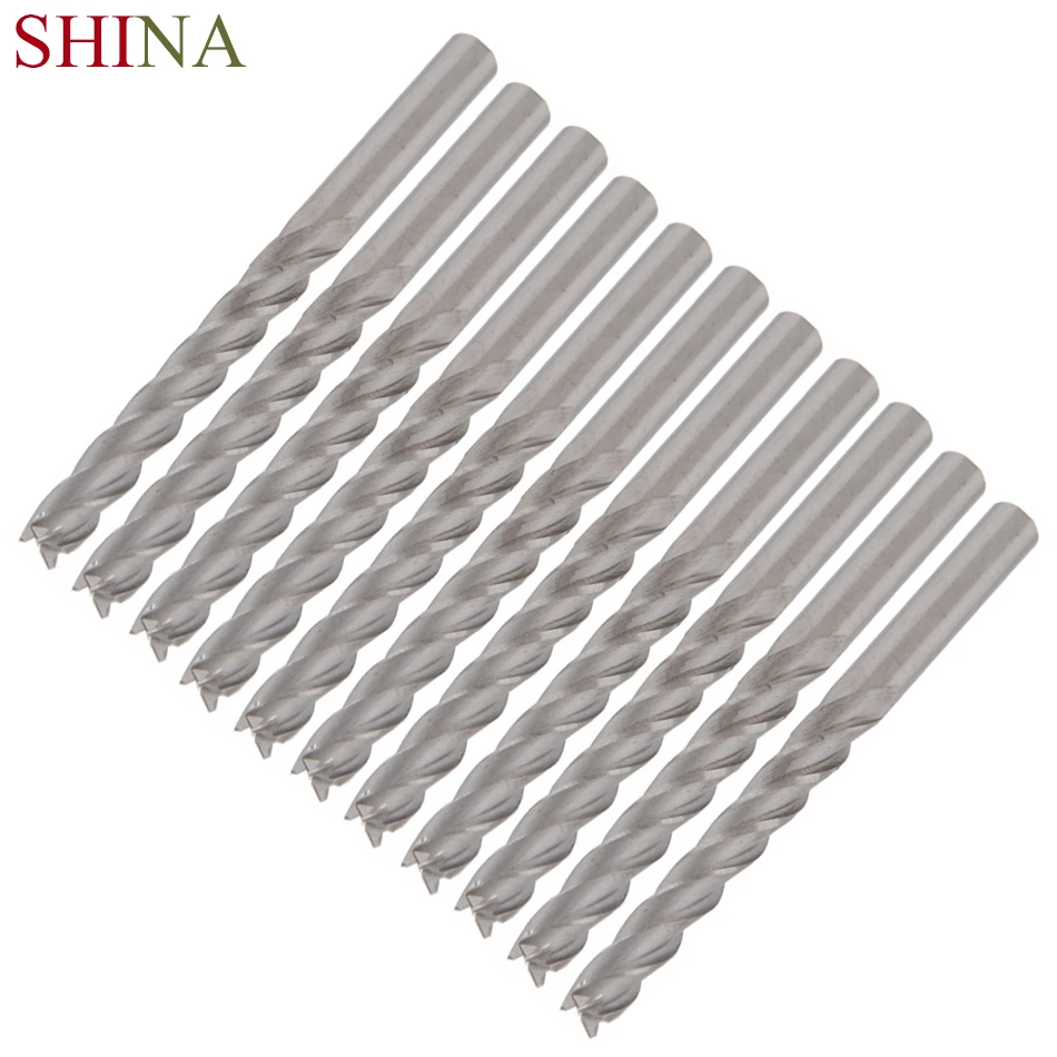 New 10pcs 3.175mm 1//8/" 2 Flute spiral End Mill Cutter CNC Bit CED 1mm 3mm CEL