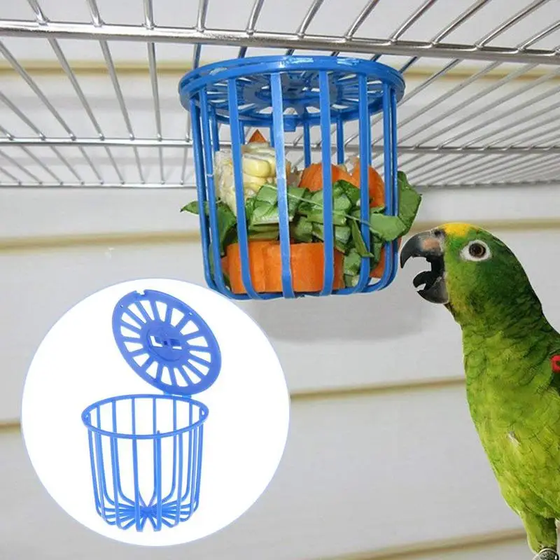 Bird Parrot Feeder Cage Fruit Vegetable Holder Cage Accessories Hanging Basket Container Toys Pet Parrot Feeder Supplies
