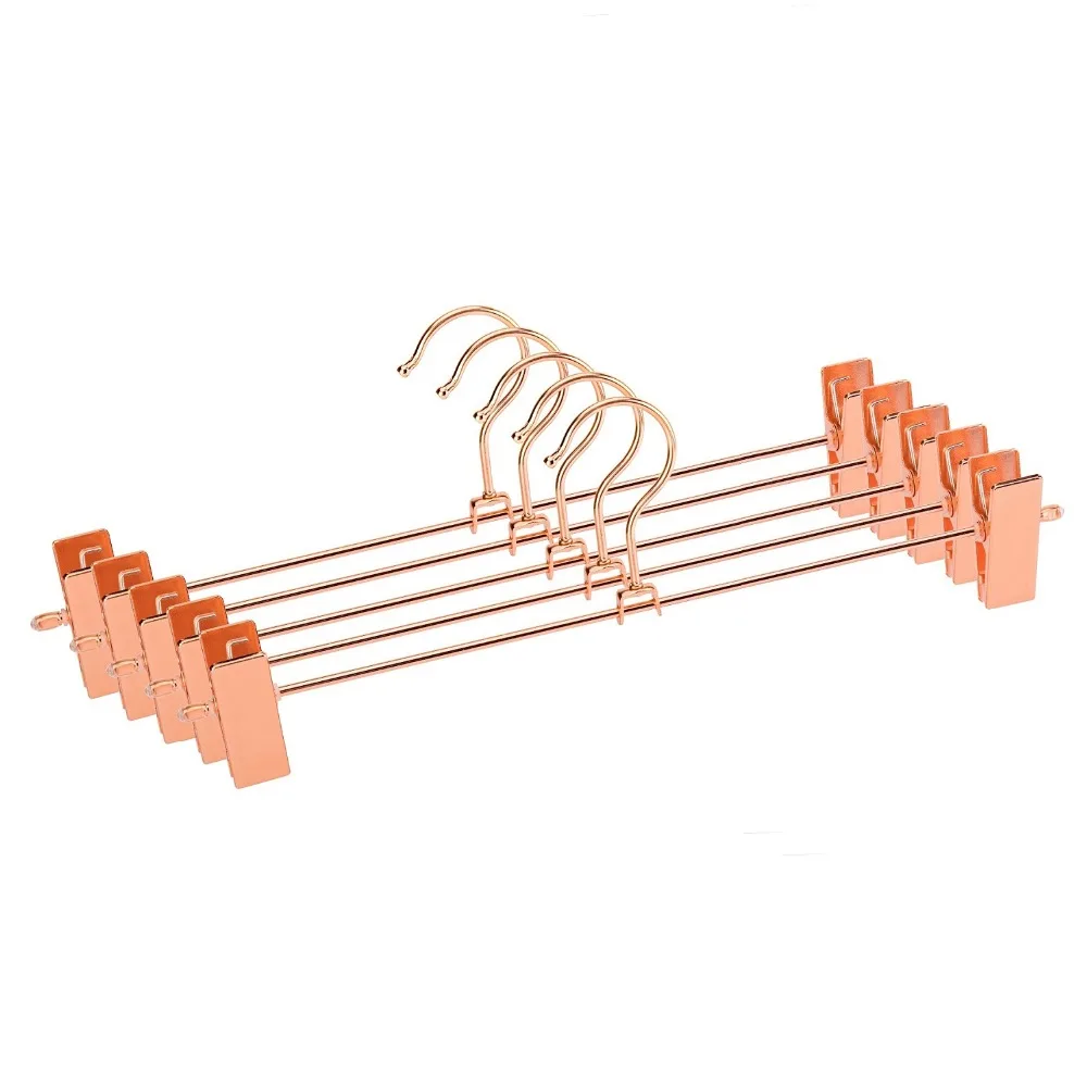 

Hangerlink Rose Copper Gold Metal Heavy Duty Pants Skirt Slack Hangers, Trousers Hanger with Clips Rack Swivel Hook (12pcs/Lot)