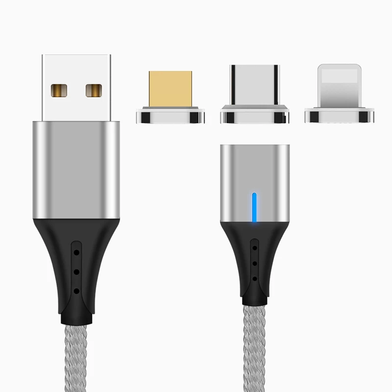 GREENPORT 3 в 1 Магнитный кабель Micro usb type C кабель для iPhone xs зарядный провод для samsung huawei мобильный телефон 3A Быстрая зарядка - Цвет: Серебристый