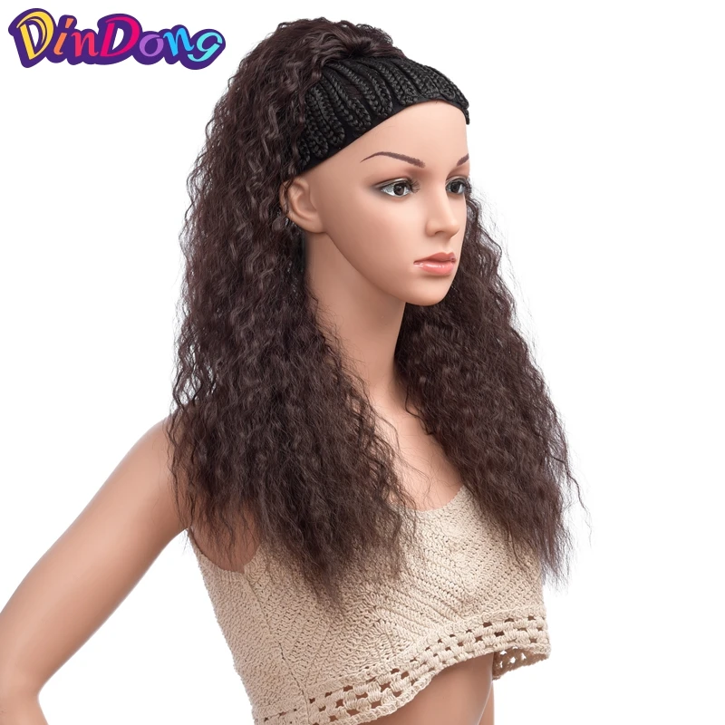 DinDong длинные конский хвост наращивание волос 12/18 дюймов синтетический шнурок кукурузные волнистые волосы кусок для женщин черный коричневый