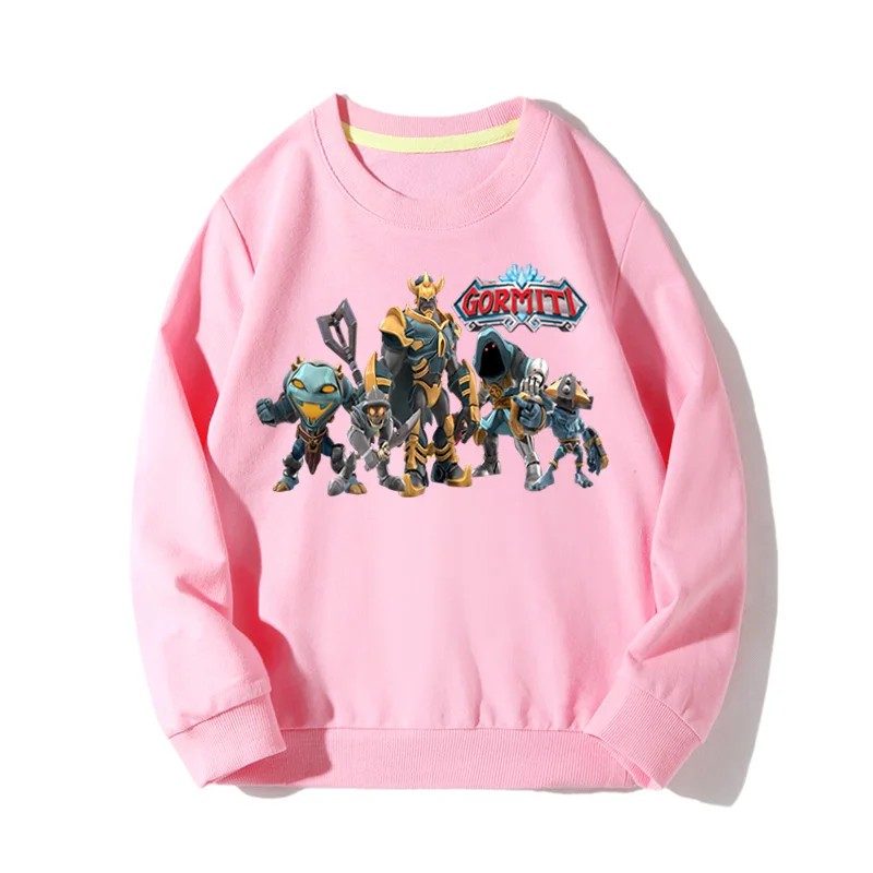 Итальянская игра Gormiti детская одежда с капюшоном пуловер для больших мальчиков и девочек костюм Толстовка и штаны детская спортивная хлопковая куртка с длинными рукавами JX027 - Цвет: Pink Hooides