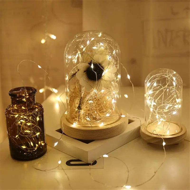 silver wire 1m 2m led string light fairy garland lamp led no wire led lights