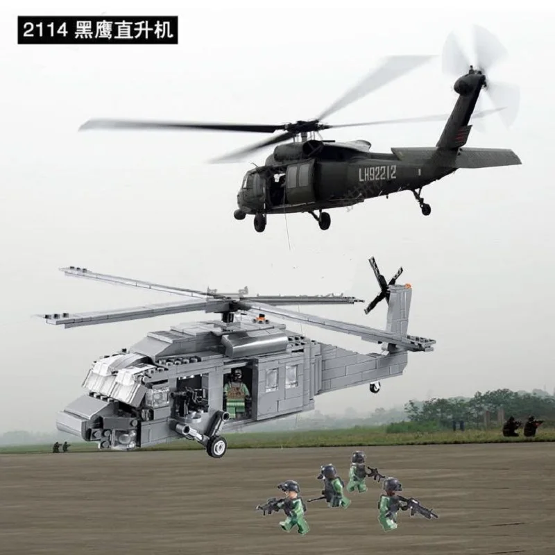 

Decool 2114 562pcs Aircraft Model Police Warfare Black Hawk Helicopter Assembly Blocks SWAT Minifigure Compatible With Legoings