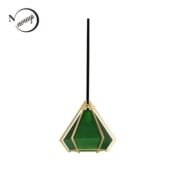 

Modern diamond emerald glass pendant lamp LED E27 220V lustre Pendant Light Fixture For Kitchen living room bedroom hallway bar