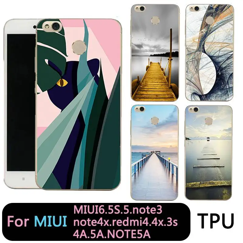QMSWEI Clear Phone Case For Mi 6 5 5s note3 Redmi note4x 4x 3s 5a 4a note5a TPU Soft Bridge Cat Sky Sea Cover FreeShipping |