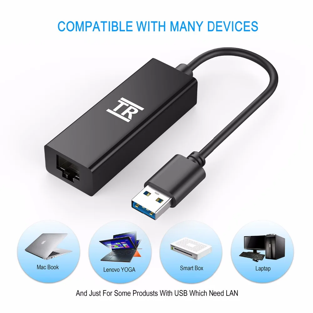 TechRise USB Gigabit Ethernet Adapter usb 3.0 to Ethernet RJ45 10/100/1000 Mbps Gigabit Ethernet LAN Network Adapter for laptop 