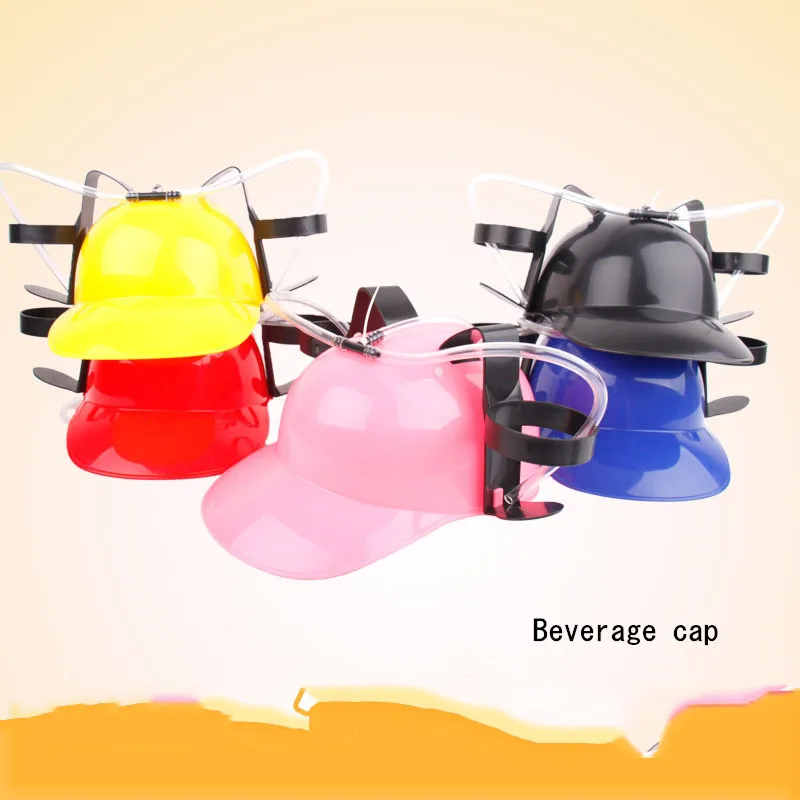 New Fancy Gadget Lazy Drink Hat Beverage Holder Helmet Drinking Straws Plastic Handfree Beer
