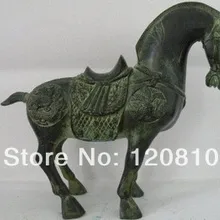 Восточный Китайский Старый Бронзовый Конь Статуя Резные Феникс, 25 см х 24 см