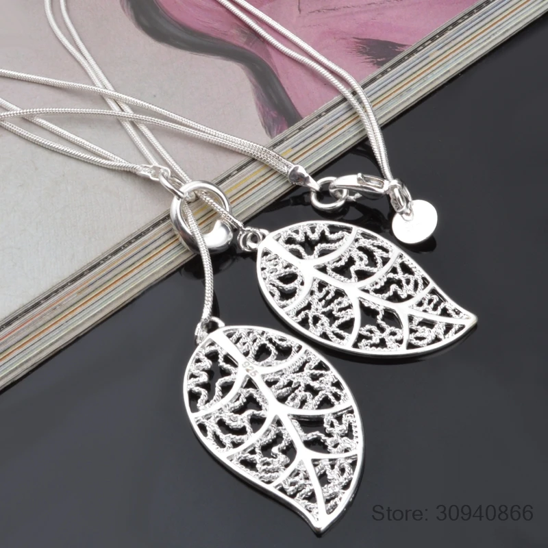 925 пробы Серебряное ожерелье Полые Цветы Листья кулон ожерелье для женщин чокер S-N25