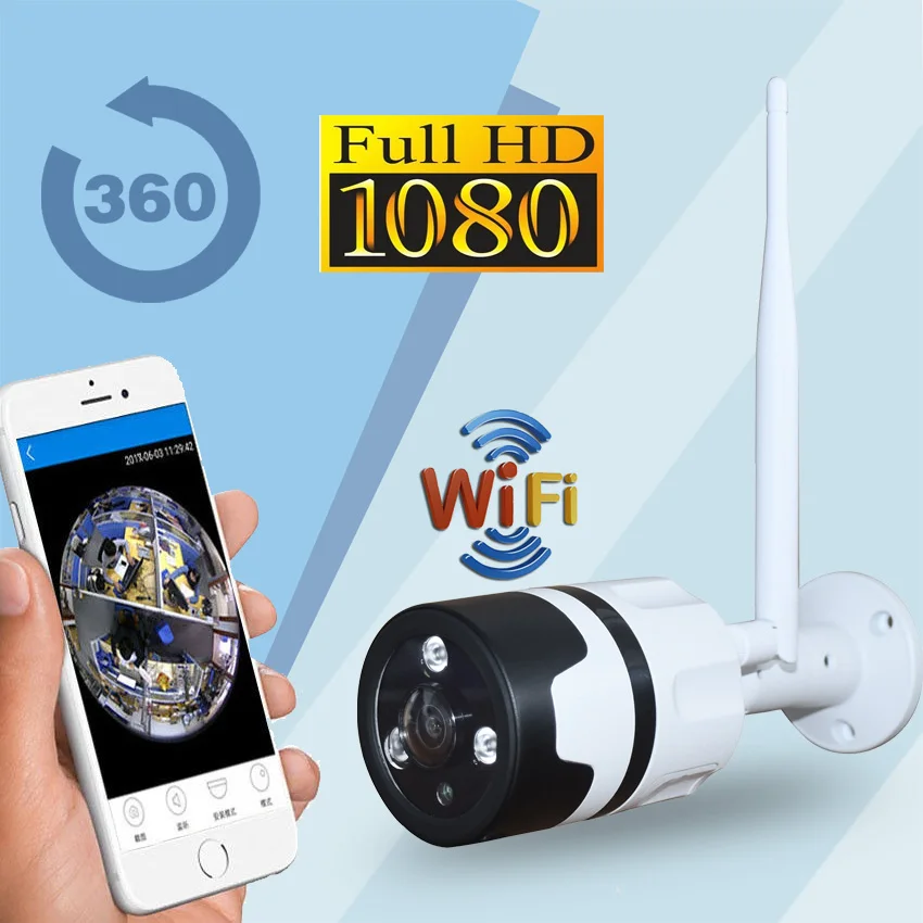 Zjuxin outdoor 1080p 360 degree wifi camera fisheye lens 2.0mp ip panoramic Camera  iCSee P2P  Support memory card 