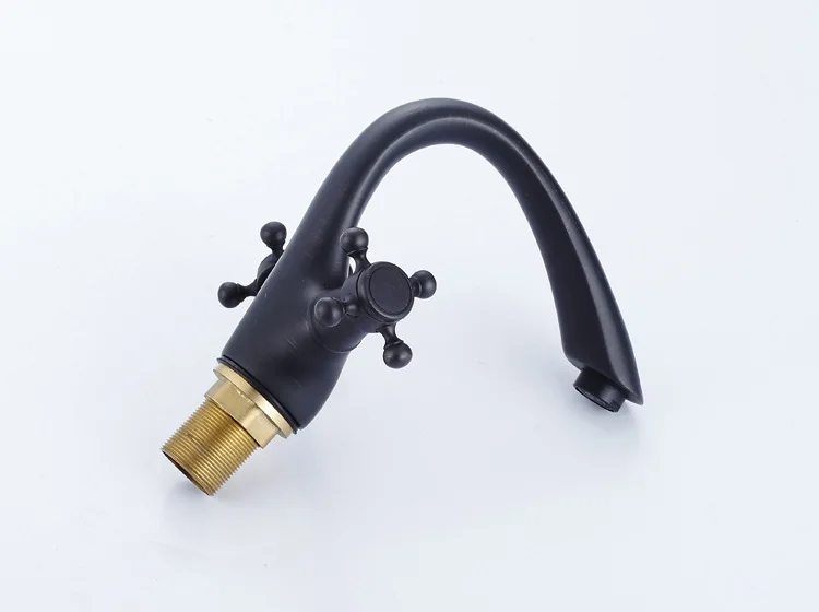 Black Bronze Double Handle Basin Faucet copper faucet Black Retro European trade taps for hot and cold water