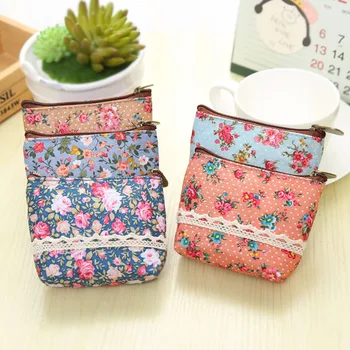 

eTya Coin Purse Clutch Wallet Women Zipper Cute Small Flower Pouch Female Purses Girl Headset Line Key Card Bags Children's Gift