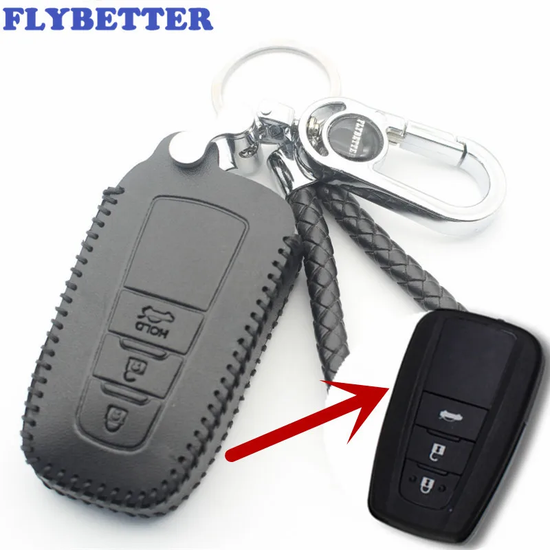 FLYBETTER чехол из натуральной кожи с 3 кнопками для Toyota Camry/CHR/2017 Prius/Corolla/RAV4/Prado