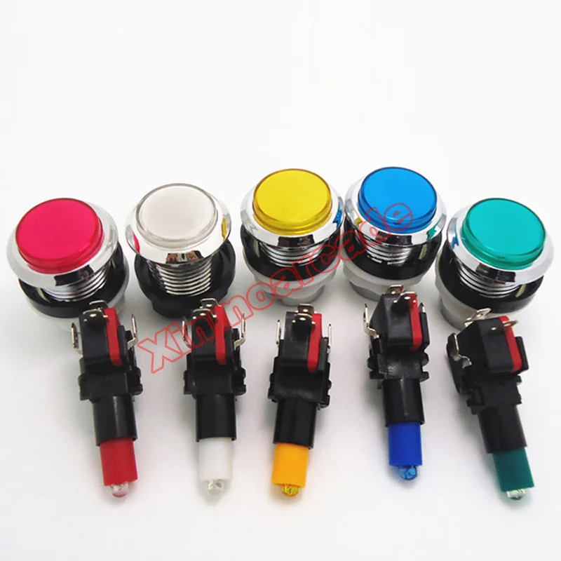 5pcs of Arcade game Chrome Plated 12V illuminated LED Push Button FOR Mulitcade arcade machines