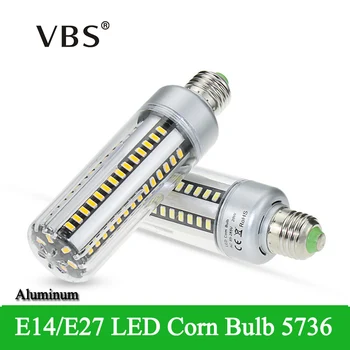 

Real Full Watt 5W 7W 9W 12W 15W 18W 20W Aluminum PCB LED Lamp 5736SMD AC85-265V E27/E14 Corn Bulb Light 24 36 42 54 60 78 90leds