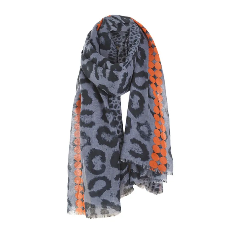 New Fashion Design Hot Women Winter Scarf Leopard Tassel Cotton Linen Color Block Scarf Shawl Wrap Cover crinkle hijab N19#N (12)