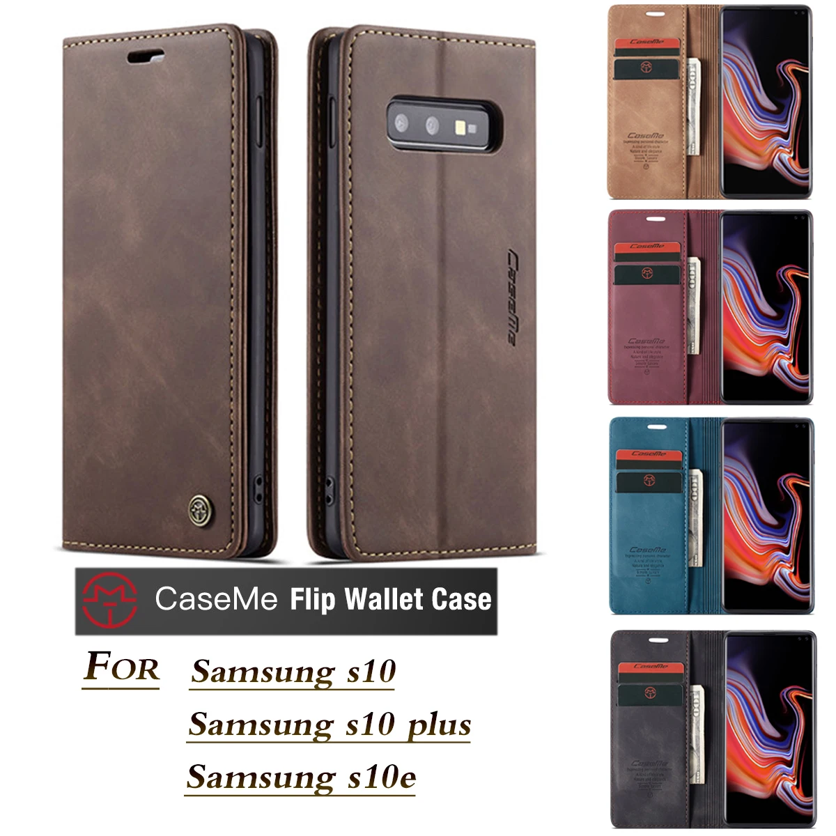 

For Samsung Galaxy S10e S10 plus Luxury Flip Leather case for S9 S8 S7 edge Retro Business Pu Magnetic Card Slot Wallet Coque