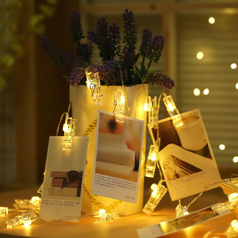 

10-50leds Photo Card Clip String Lights LED Strip String Lights Battery-powered For Wedding Christmas Home Decor Christmas Party