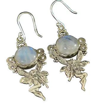 

Lovegem Genuine Rainbow Moonstone EARRINGS 925 Sterling Silver, 48 mm, AE1970
