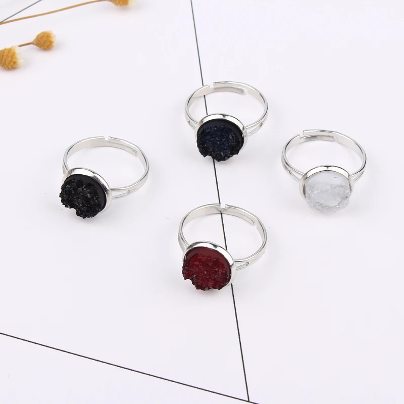 

Dayoff Fashion Jewelry Wedding Engagement Ring Resin Geometric Circle Rings For Lovers Silver Color Ring R50