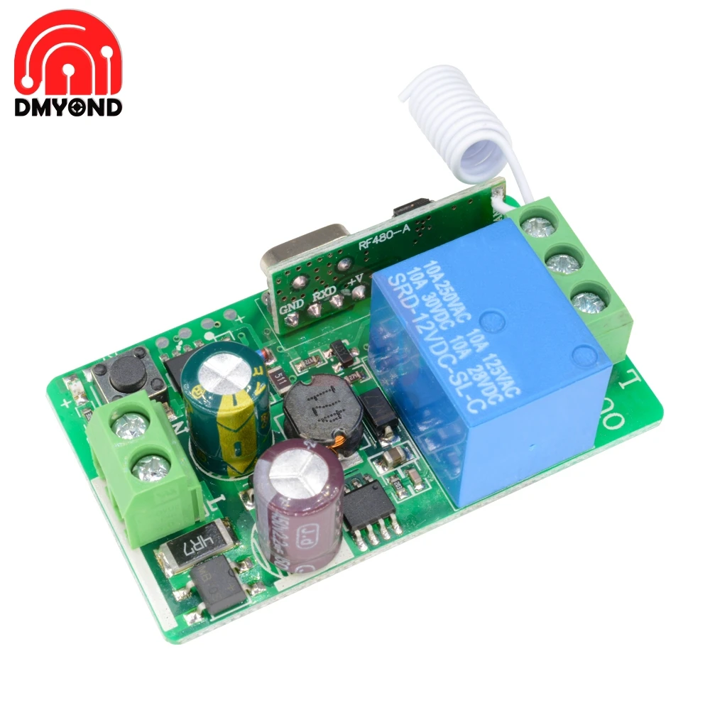 

433MHz 315MHZ DC 12V 220V 10A Wireless RF Remote Switch Control Board 1CH 1 Way Channel Transmitter Receiver Relay Switch Module