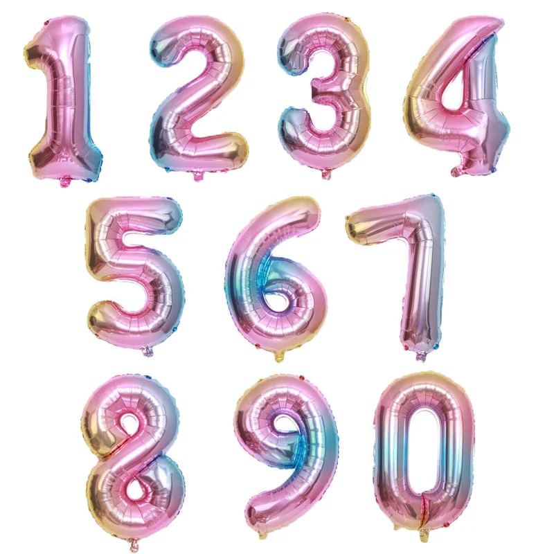 4" дюймов розовое золото номер воздушные шары для 1st День Рождения Декор воздушный шар из фольги цифра 0-9 гелиевые шары - Цвет: pk RB