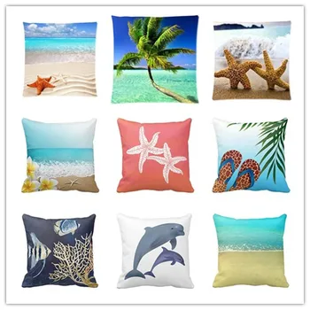 

Starfish Sea Star, Tropical Paradise Beach Throw Cushion Case Pillowcase Pillow Cover with Zipper One side - Size 18x18 inch