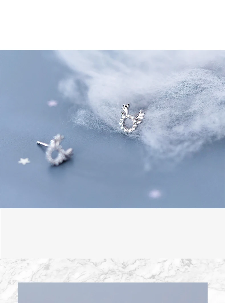 MloveAcc 925 Твердые Настоящее стерлингового серебра Лось CZ серьги гвоздики для зимы для женщин девочек Рождественский подарок