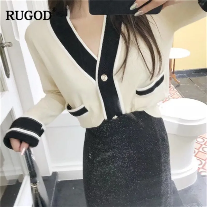 

RUGOD New Arrival Casual Women Cardigans V-Neck Solid Women Sweaters Knitted Winter Clothes jersey mujer invierno 2018