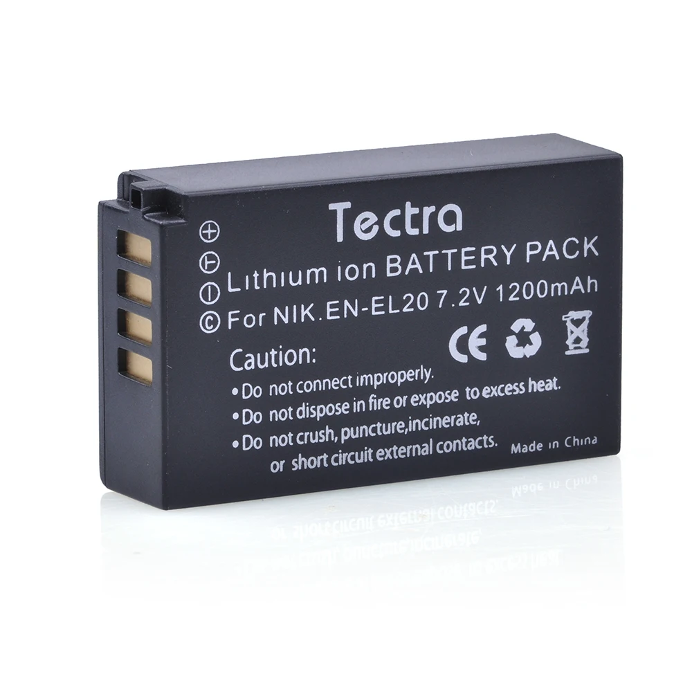 Tectra (2 шт./упак.) EN EL20 Аккумулятор для камеры + Цифровое зарядное устройство